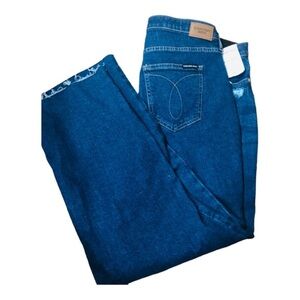 Calvin Klein jeans hi rise straight fit distressed frayed hem jeans size 16W new